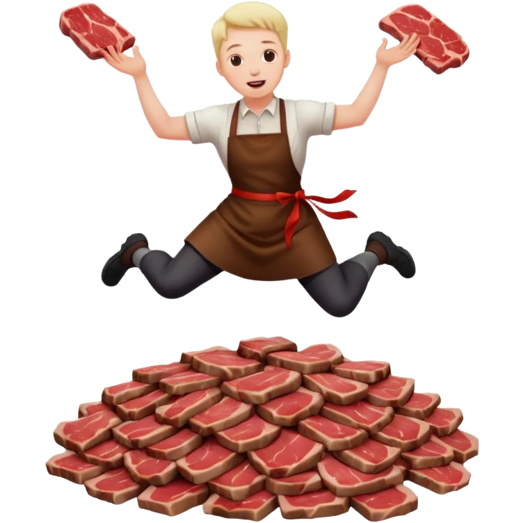 someone jumping on meat emoji