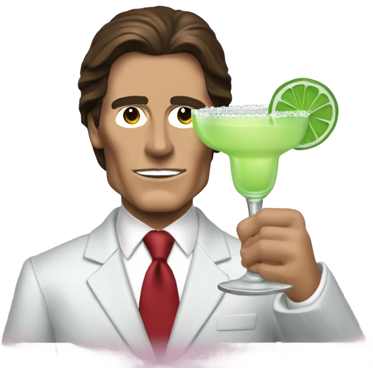 Patrick Bateman from american psycho holding a margarita glass emoji