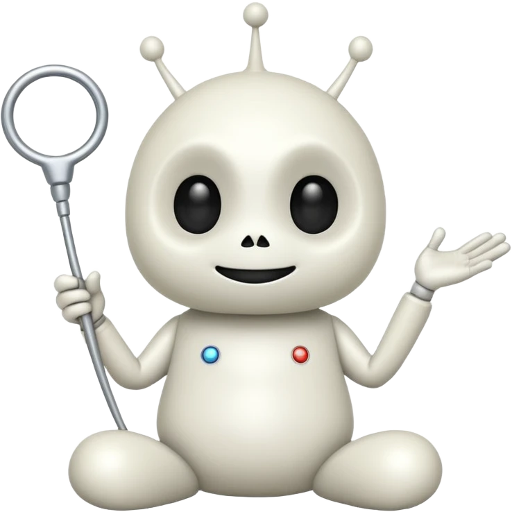 Snoo the Reddit mascot, classic look, white alien with antenna, simple and friendly emoji