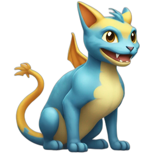 Sitting-bicolor-cat-dragon-type-pokemon emoji