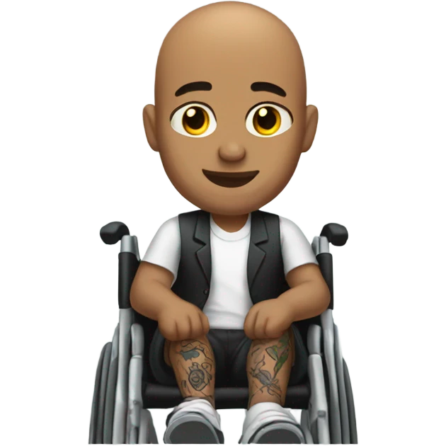 Bald man with tattoos in wheelchair  emoji