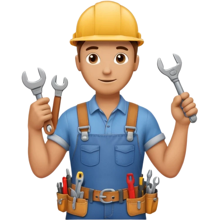 a handyman holding a wrench in this right hand emoji