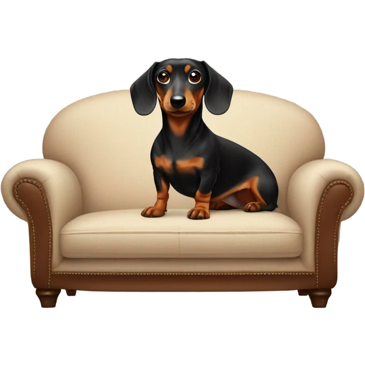 Dachshund with a sofa emoji