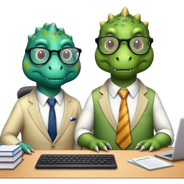old dinosaurs working in an office emoji