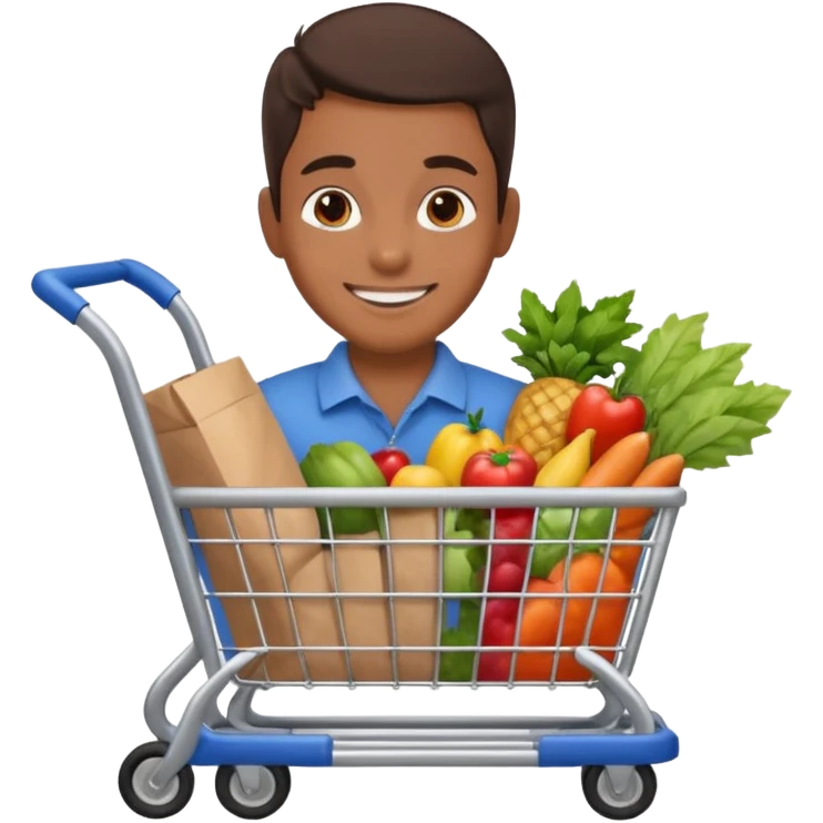 build me a personalized emoji whee it's a smart cart for grocery and a latino looking face that works as jack of all trades emoji