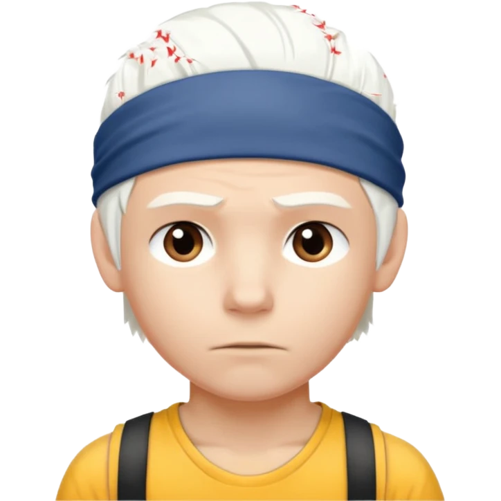 young climber boy with white hair and headband emoji