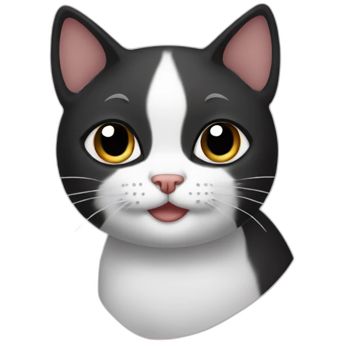 Black and white cat shaved emoji
