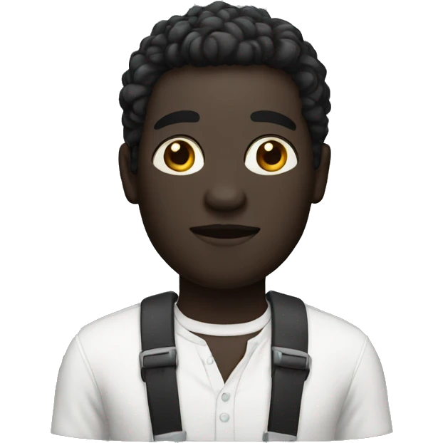 À man with a black skin and white and a shirt white emoji