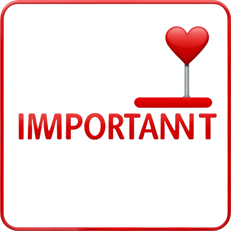 Writing of the word "important" on a sign emoji