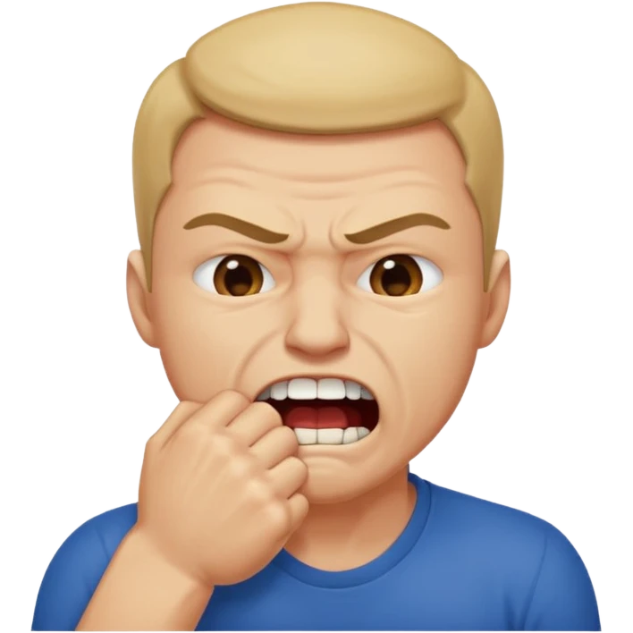 Guy biting his fist with teeth and squeezing his eyes shut  emoji