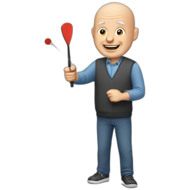 European bald IT guy in his sixties playing darts emoji