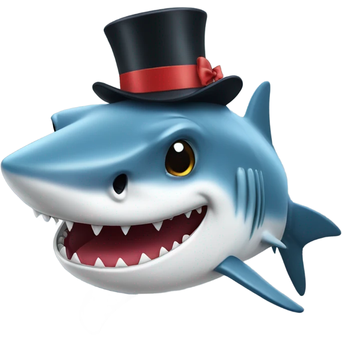 Shark with a top hat emoji