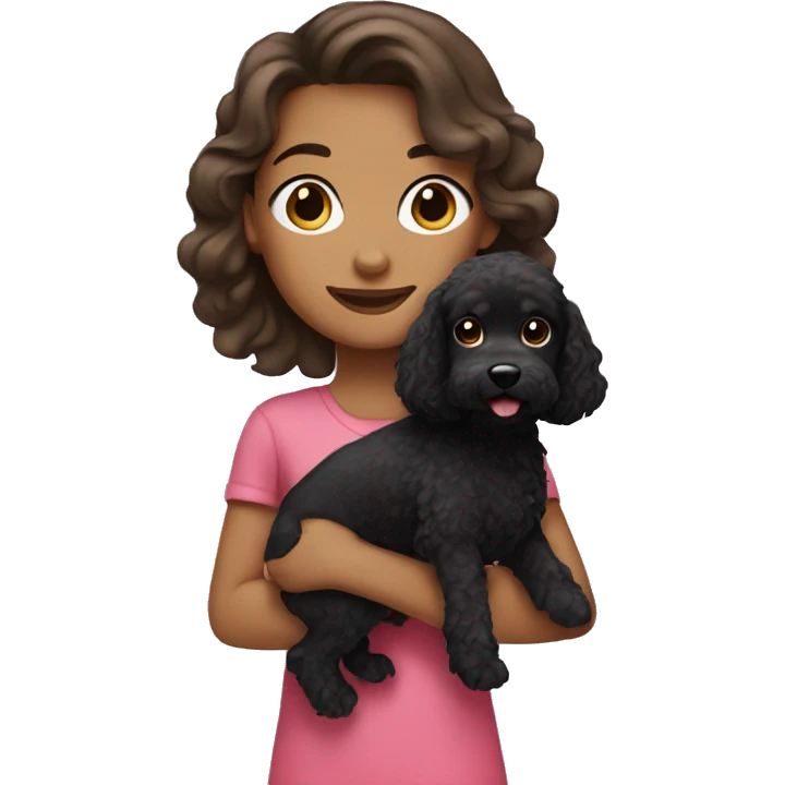 brunette girl with black cockapoo emoji