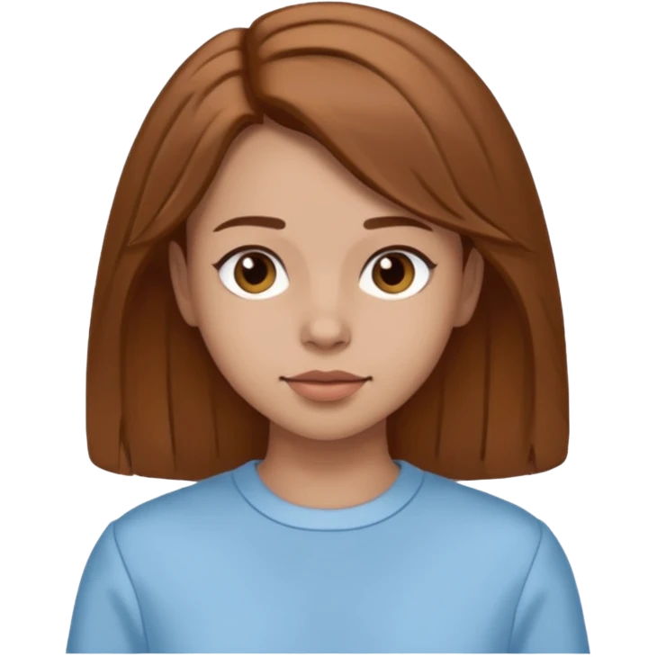 GloomyKassie with brown medium hair, light blue outfit, light skin emoji