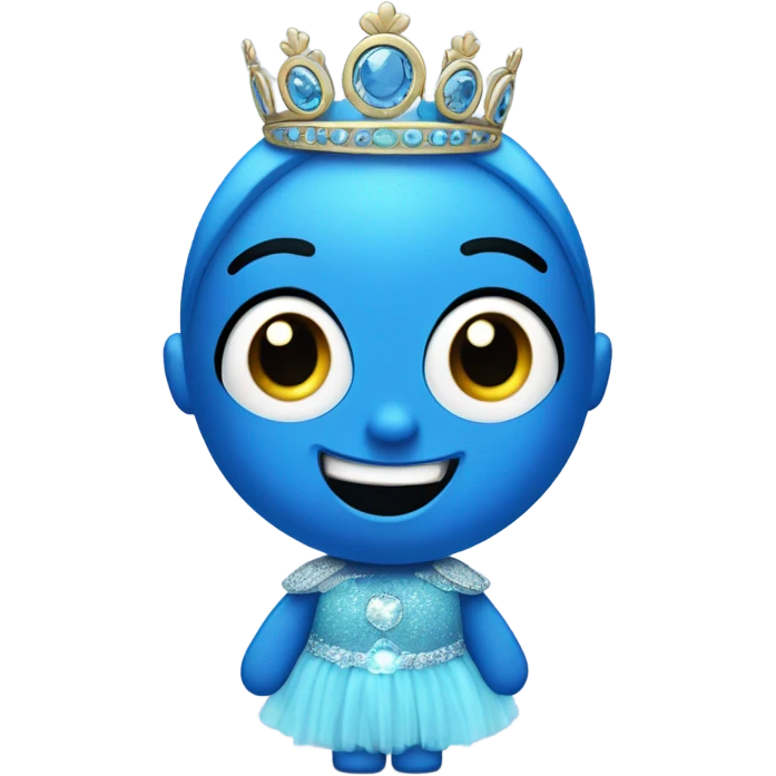 Blue mnm charachter with a tutu and tiara emoji