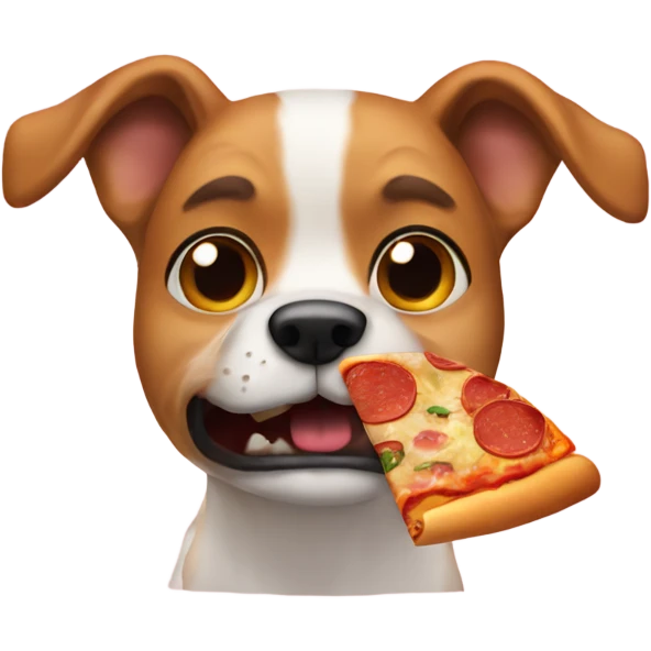 A dog eating pizza emoji