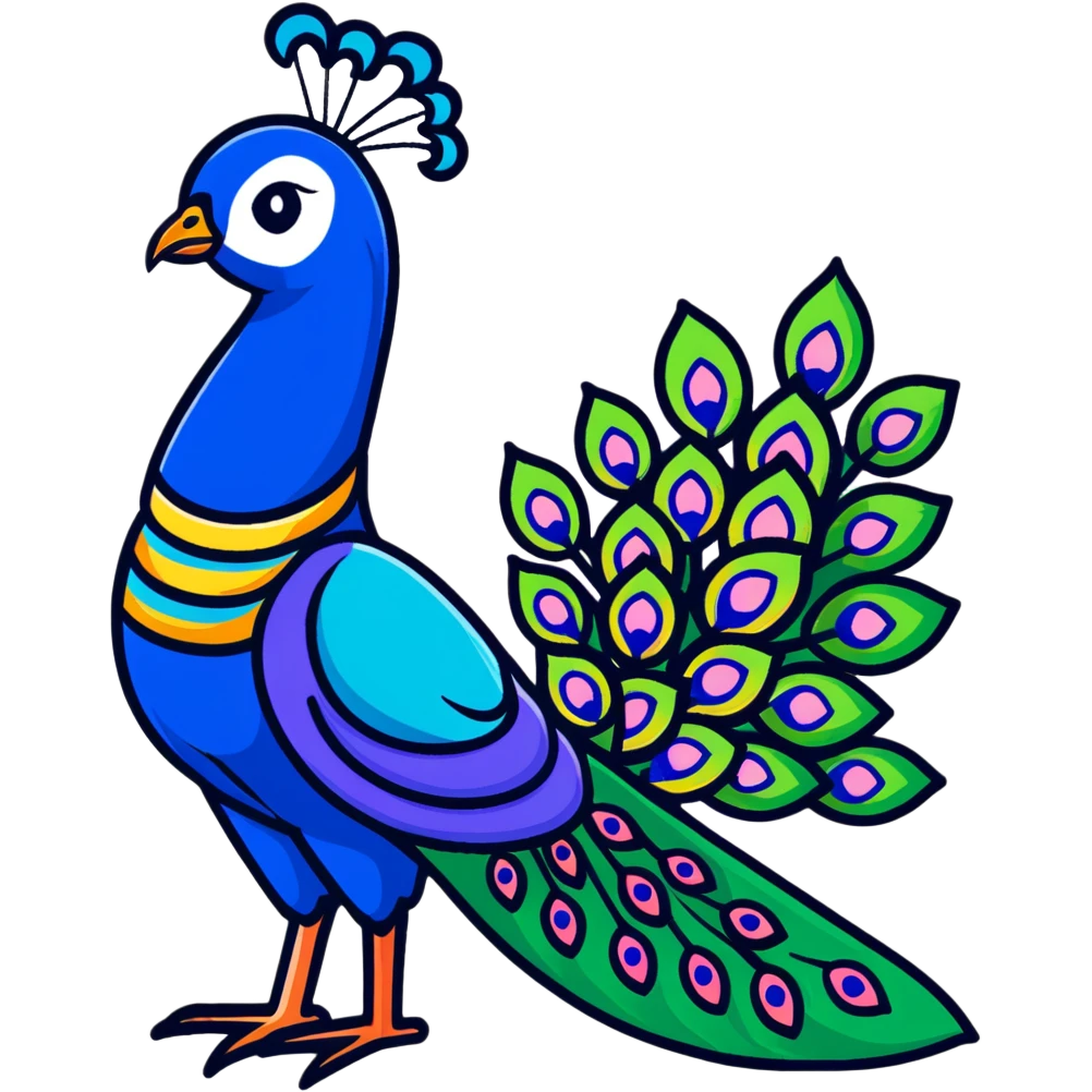 colorful peacock with Hindi word Husn meaning beauty emoji