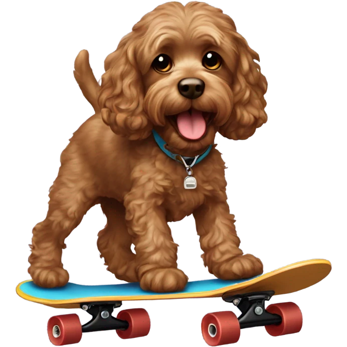 Brown Cockapoo on a skateboard emoji
