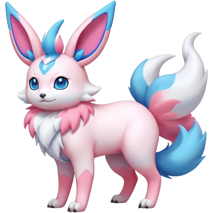 lush pastel-bright-vibrant warm-colored modern colorful neon-colored Fakémon-Digimon-Sylveon-Flareon-Pokémon-creature (full body) emoji