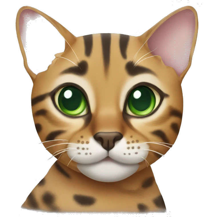 Bengal cat with green eyes  emoji