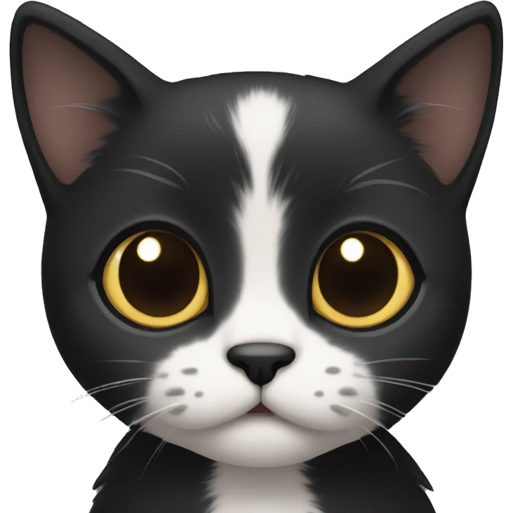 a cute black kitten with an anxious face emoji