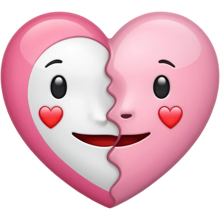 Coração metade rosa e metade branco emoji emoji