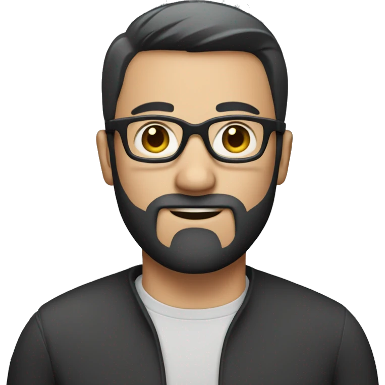 white mail with black short straight hair and beard and glasses emoji