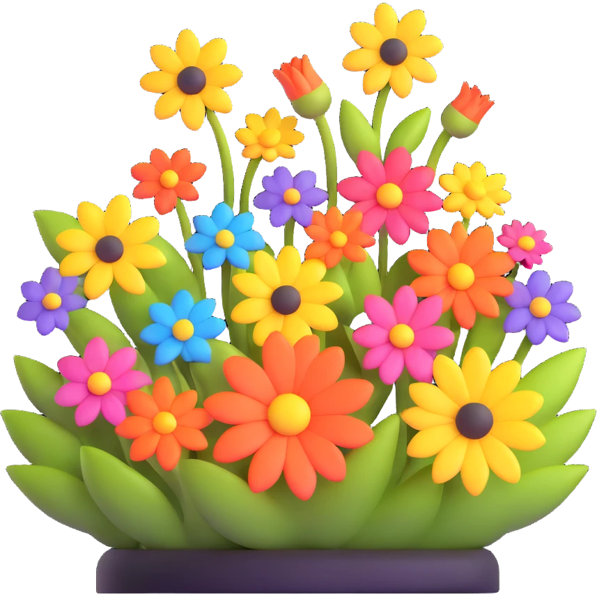 cute and rounded flowers in a flower fantasy emoji