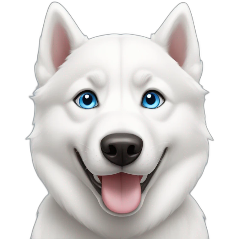 White Siberian husky smile  blue eyes emoji