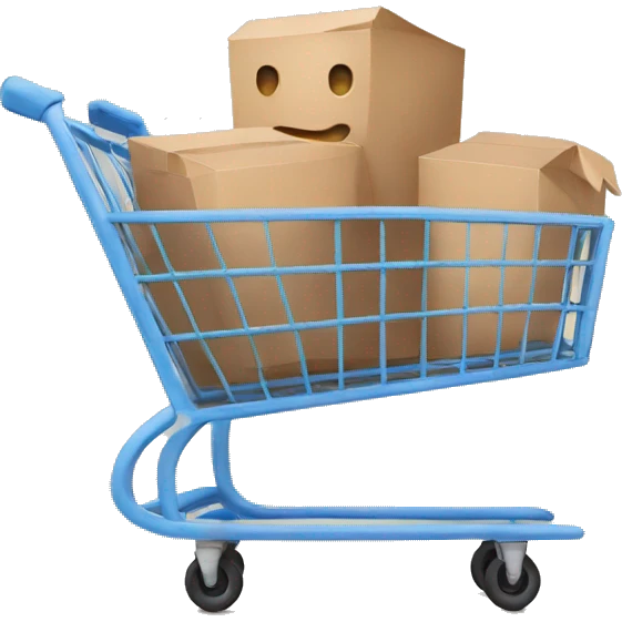grocery cart full of boxes emoji