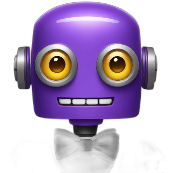a purple robot with a bowtie emoji