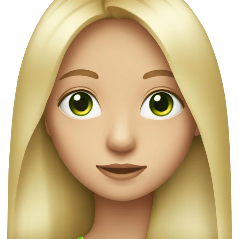 A girl with long straight blonde hair with green eyes emoji
