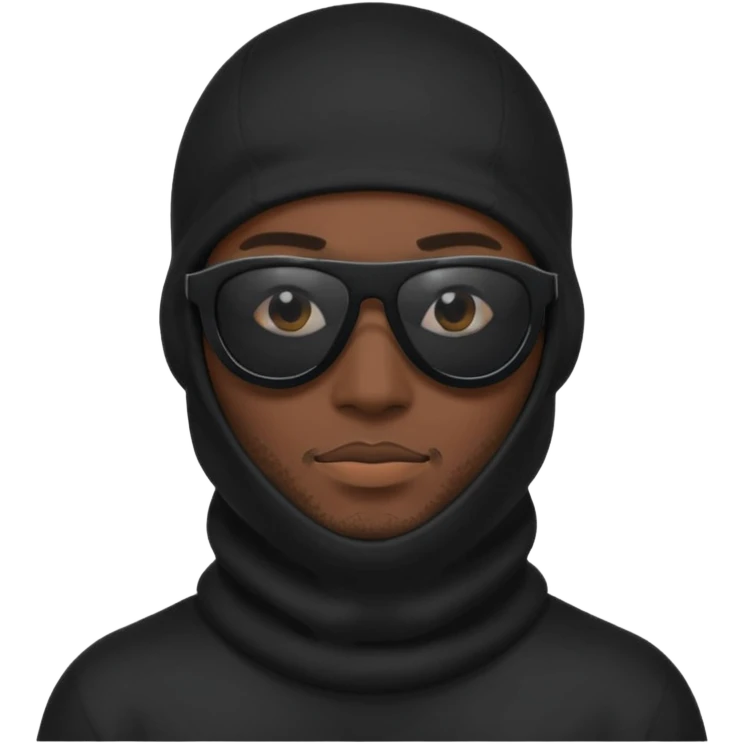 man in black balaclava and black sunglasses emoji