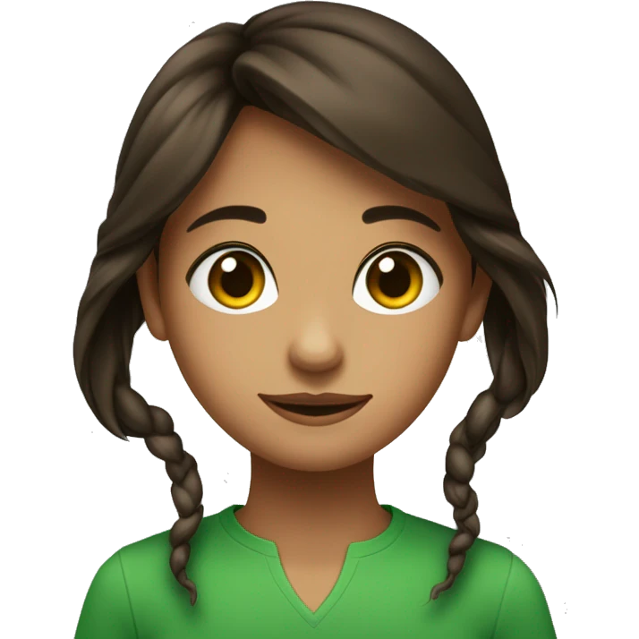 Fille brune avec les yeux vert et avec des taches de rousseurs emoji