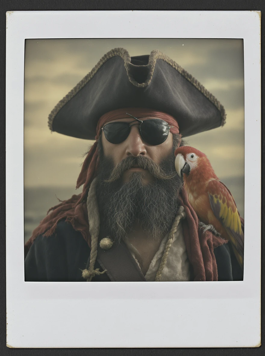 pirate with eye patch and parrot emoji