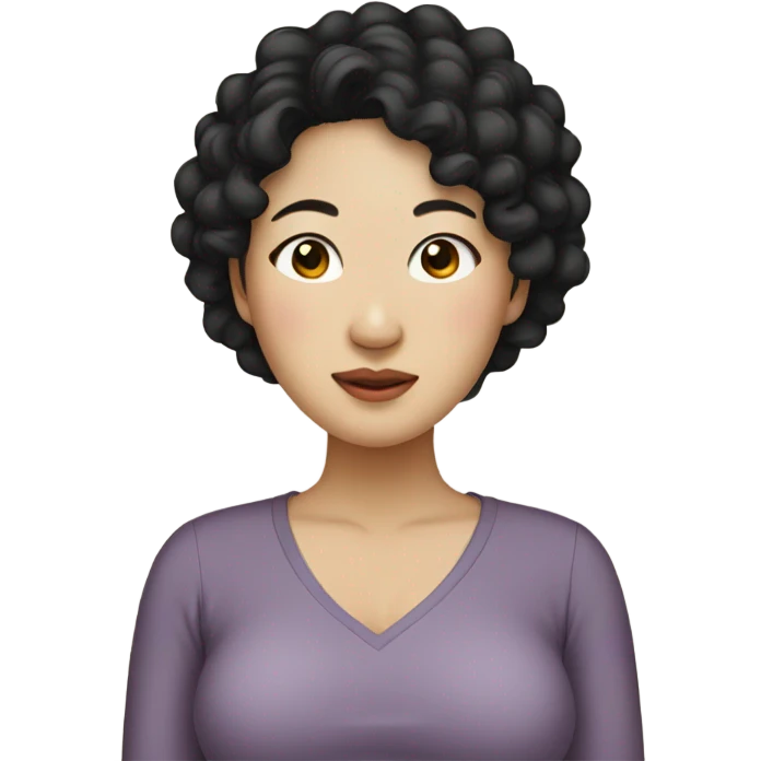 Asian women with black curly hair pregnant  emoji