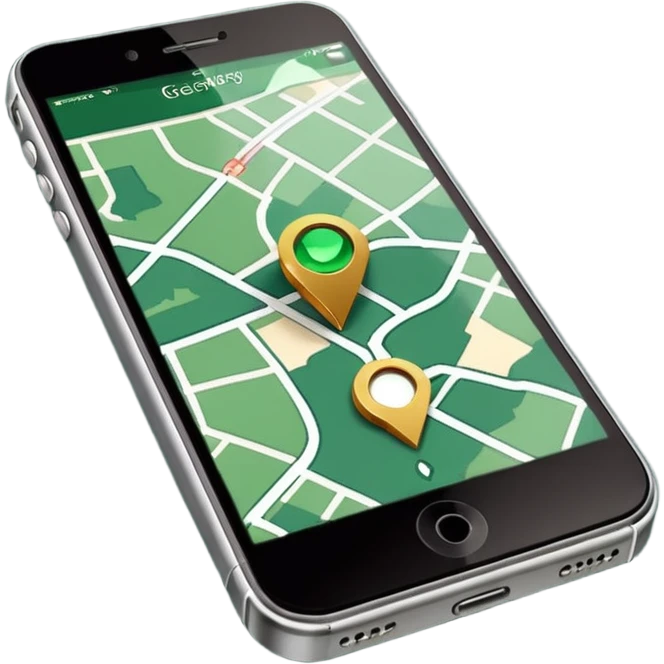 dark green geotag pointing to map on dark green iphone display emoji