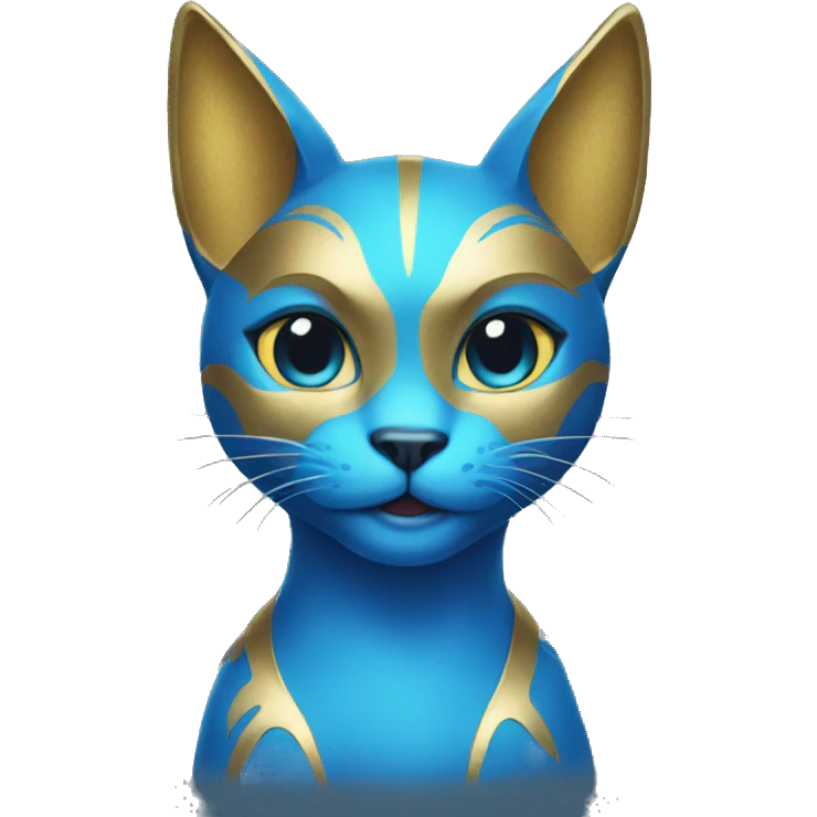  A blue cat with horns and a gold shirt emoji