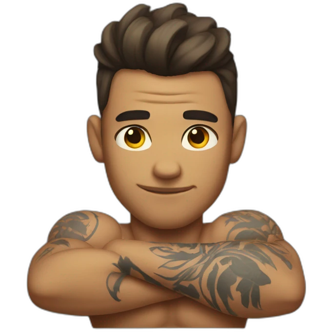 flexing arm with tattoos emoji