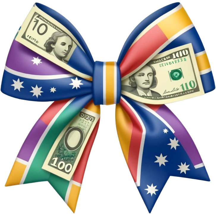 draw australian $100 notes in a bow emoji