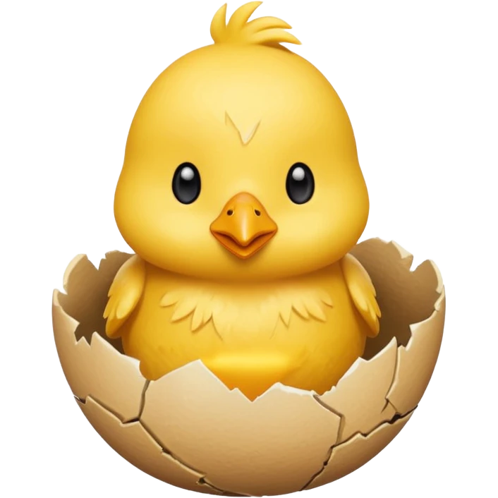 cartoon chick sitting inside a cracked eggshell emoji