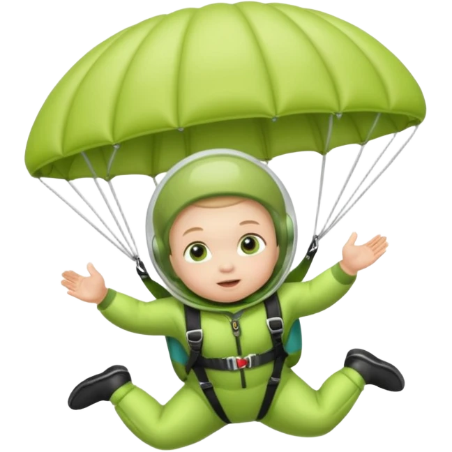 Skydiving baby with parachute and UFO lime emoji