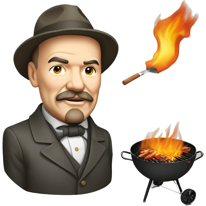 Lenin to roast a barbecue emoji