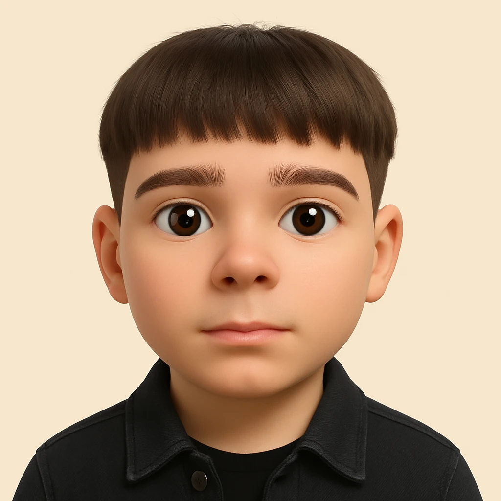 Create a realistic 3D emoji based on the reference image. The emoji should have relatively large eyes, retain the facial details, but without any pimples or mustache. The emoji is wearing a black denim jacket. Maintain the 3D emoji style look in the final image. emoji