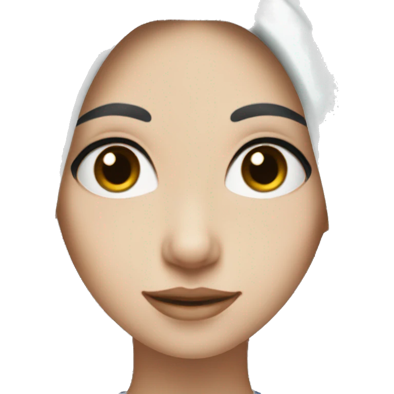 White girl with brown eyes and black hair with blue tips emoji