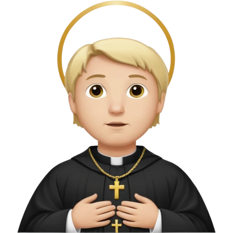 pregnant man with parted blonde middle hair  and dressed like a catholic priest  emoji