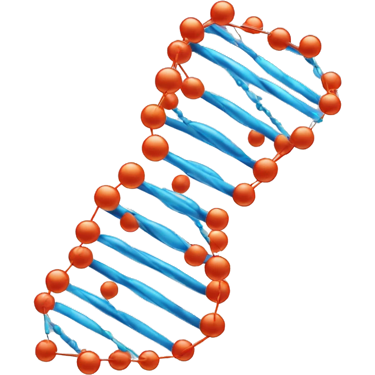 Double stranded DNA with mutations displayed as spiked bubbles emoji