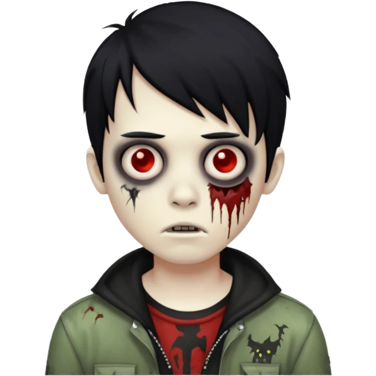 boy zombie with black hair, emo style emoji