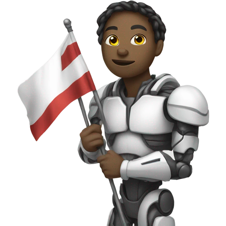 Cyborg with white flag emoji