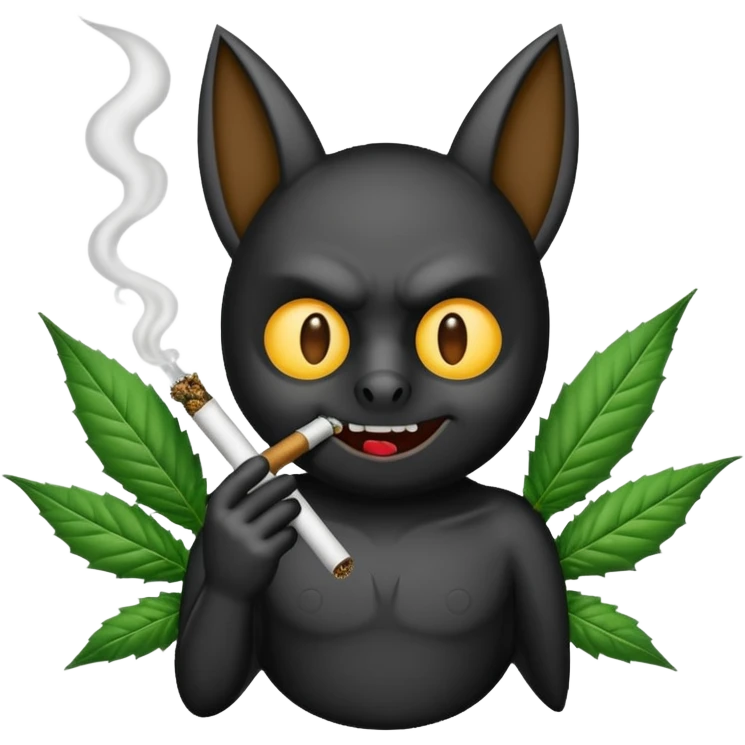 Bat smoking a marijuana joint emoji